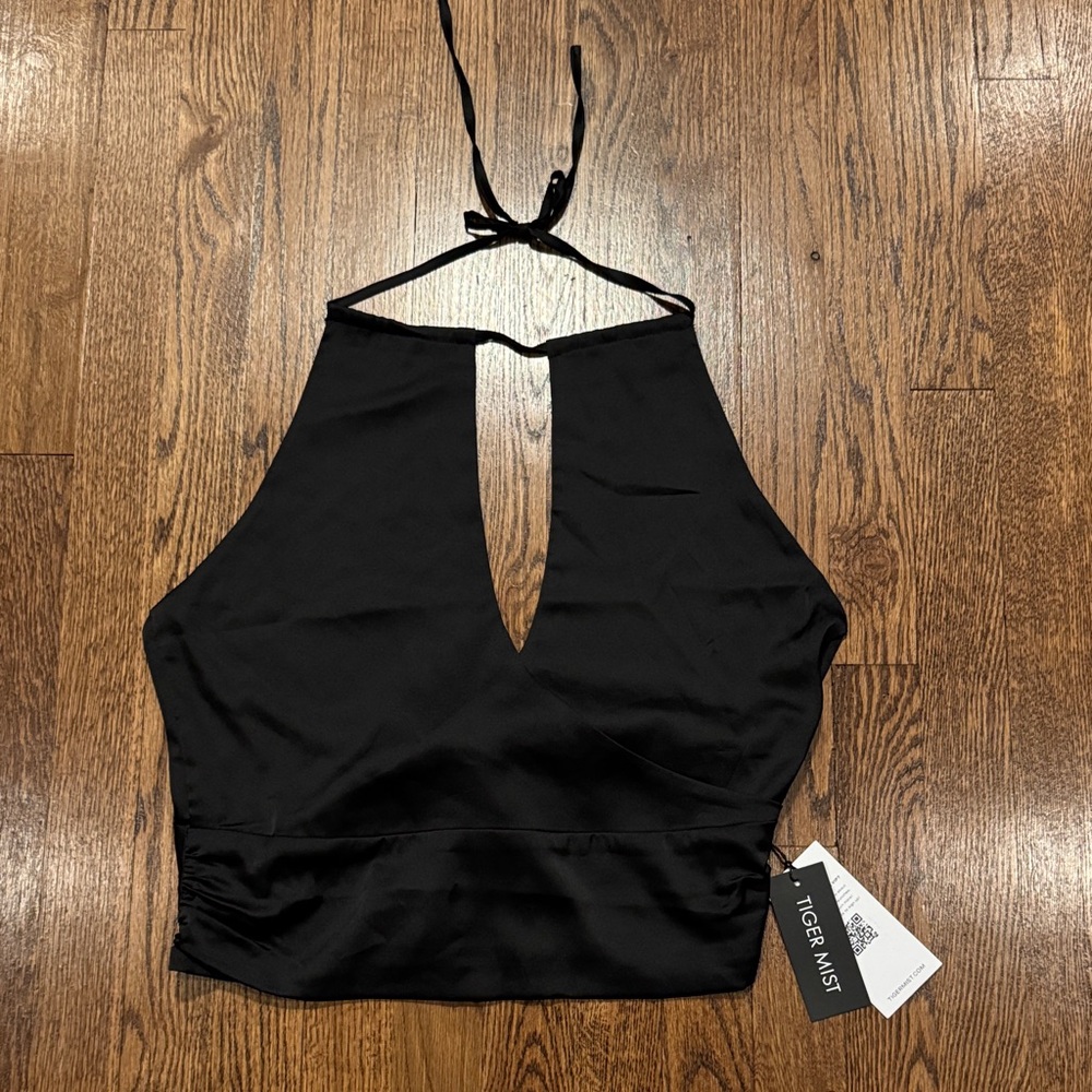 Tiger Mist Monroe Black Halter Top size large NWT